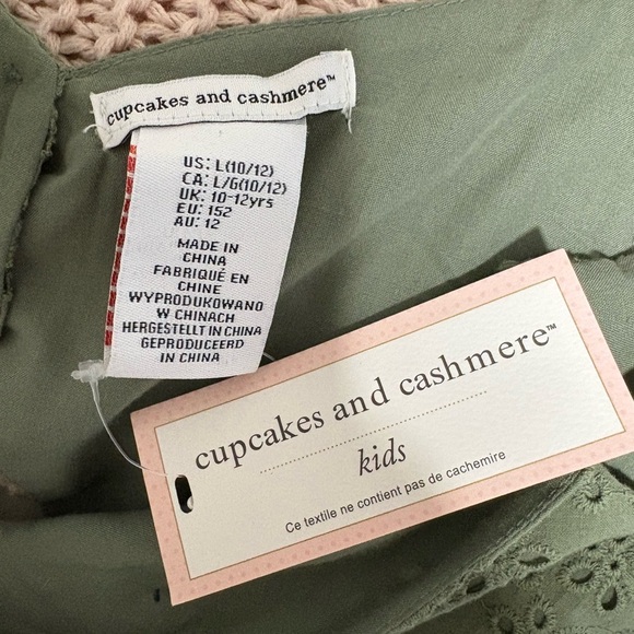 NWT Cupcakes & Cashmere Kids Green Eyelet Romper Girl's Size Large 10/12 - Picture 7 of 8